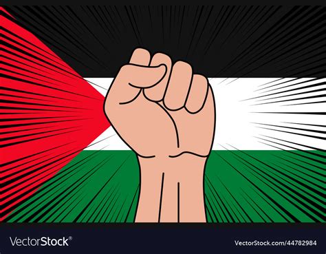 Human fist clenched symbol on flag of palestine Vector Image