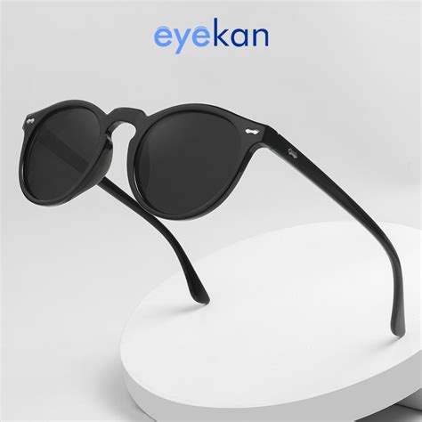 Jual Eyekan Kacamata Bulat Hitam Anti Uv 400 Sunglasses Bisa Minus