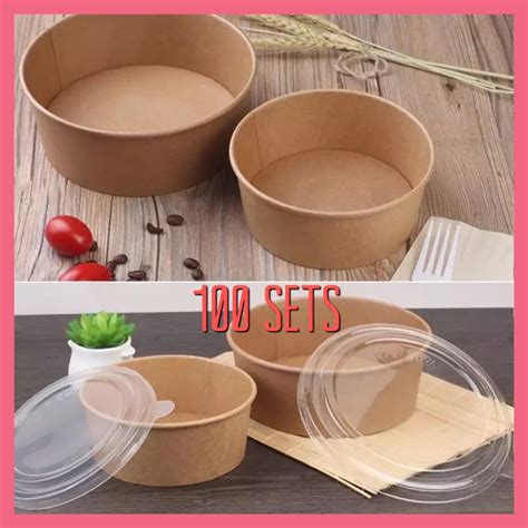 Pcs Disposable Kraft Paper Bowls Fruit Salad Food Packaging