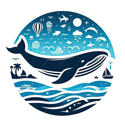 Blue Whale Icon Silhouette Vector Premium Ai Generated Image