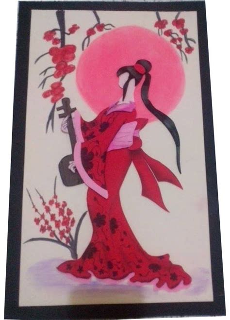 Cuadro Geisha En Goma Eva Rabiscos Artesanato Em Eva Artistas