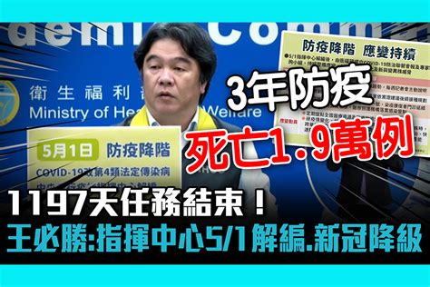 【疫情即時】1197天任務結束！王必勝：指揮中心51解編、新冠降級 匯流新聞網