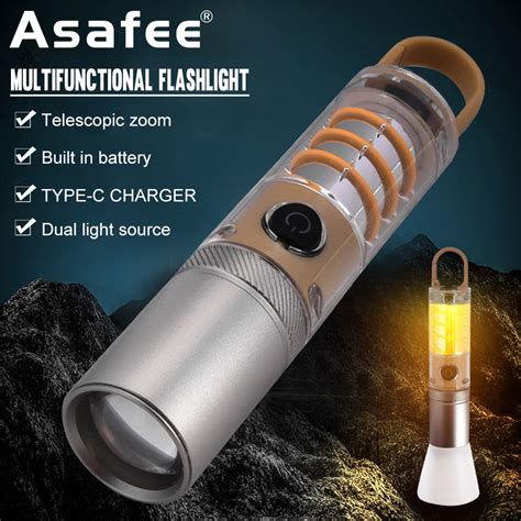 Asafee ไฟฉาย LED 30W พรอมแบตเตอรในตว TYPE C อเนกประสงค สาหรบตง