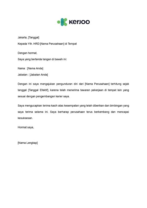 contoh surat pengunduran diri panduan tips penulisan