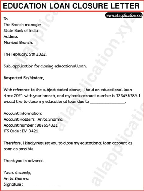 Education Loan Closure Letter 3 Samples And Format