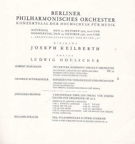 Berliner Philharmonisches Orchester 23 Und 24 Oktober 1957 2