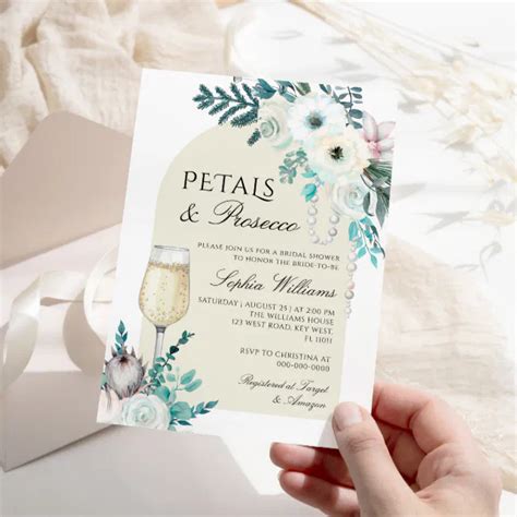 Winter Flower Arch Petals Prosecco Bridal Shower Invitation Zazzle