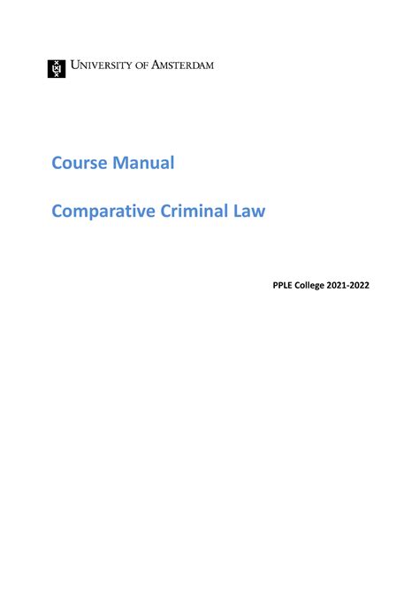 Comparativecriminallawsyllabus2022 Course Manual Comparative Criminal Law Pple College