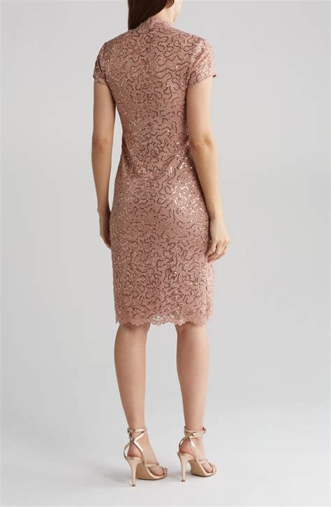 Marina Sequin Lace Cap Sleeve Sheath Dress Nordstromrack