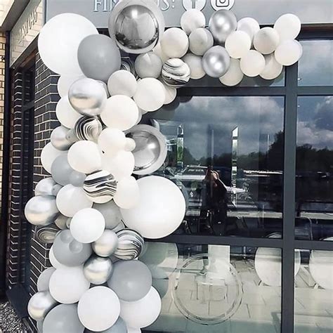 Balloon Arch Guirlande Kit Pcs Ballons Blanc Gris D Coration F Te