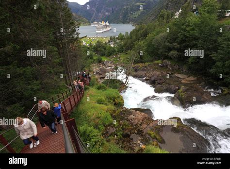 The river at Geiranger town, Geirangerfjord, UNESCO World Heritage Site ...