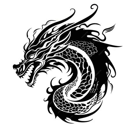 Premium AI Image | A silhouette dragon tattoo design on a white background