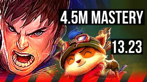 GAREN Vs TEEMO TOP 4 5M Mastery 1100 Games Legendary 10 2 2