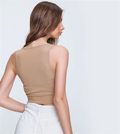 Buy Trend Alaçatı Stili Cut Out Side Crop Top In Beige 6thStreet Qatar