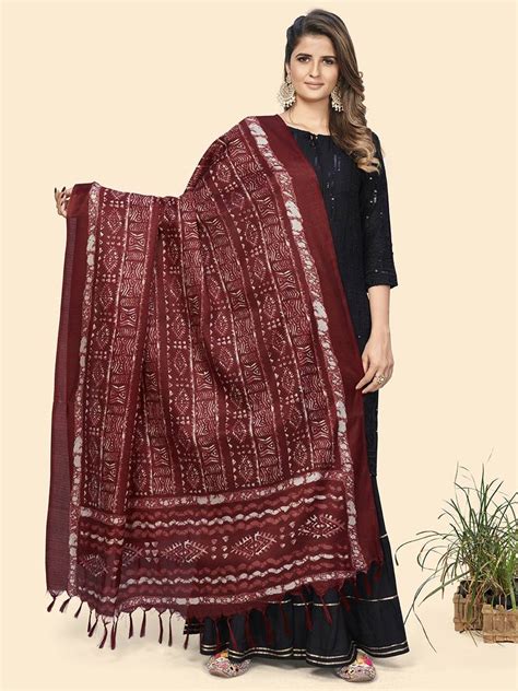 Vbuyz Womens Art Silk Red And White Ethnic Motifs Dupatta Vbuyz 3883833