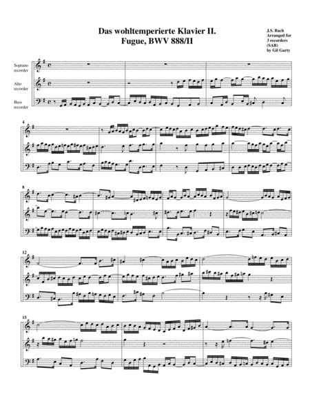 Fugue From Das Wohltemperierte Klavier II BWV 888 II Arrangement For