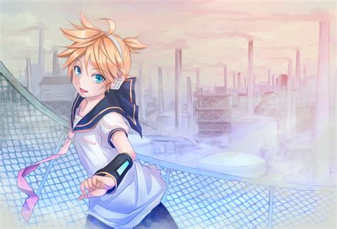 All Male Aqua Eyes Blonde Hair Headphones Industrial Kagamine Len Male