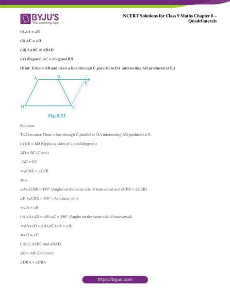 Ncert Solutions For Class Maths Chapter Quadrilaterals Ex