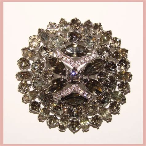 Fabulous Weiss Smoke Clear Vintage Rhinestone Brooch Ruby Lane