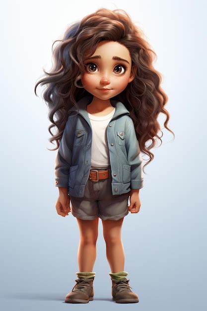 Premium Photo Cartoon Girl With Long Hair And A Jacket On Generative Ai