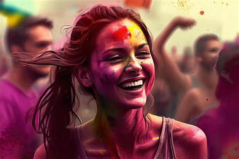 Premium AI Image Holi Holiday Celebration Background With Person