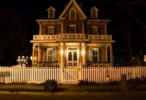 Victorian house at night stock photo. Image of nighttime - 3712066