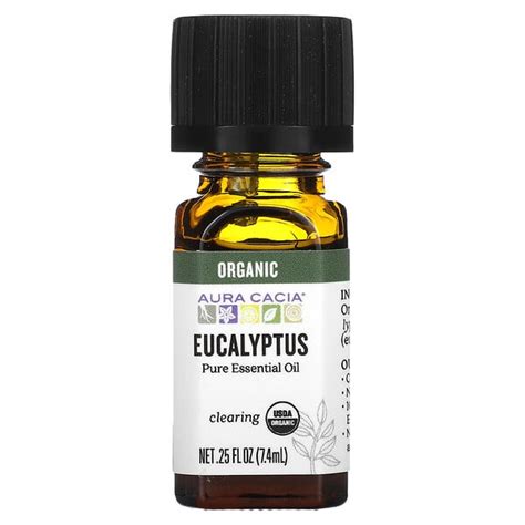 Aura Cacia Pure Essential Oil Organic Eucalyptus 0 25 Fl Oz 7 4 Ml