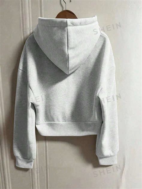 SHEIN X Carly Lawrence SHEIN EZwear Women S Solid Color Fleece Hooded