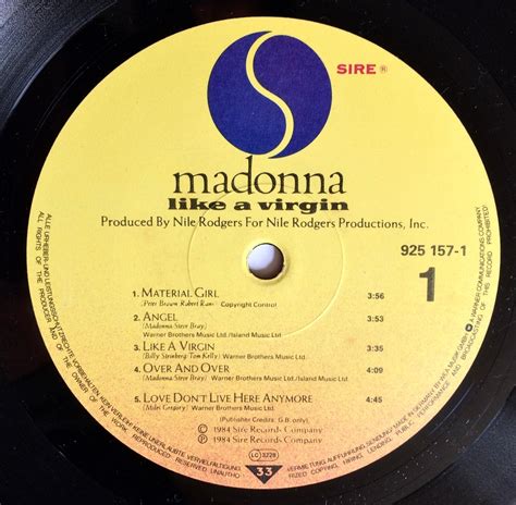 Madonna Like A Virgin 12 Vinyl Record LP 1984 Etsy