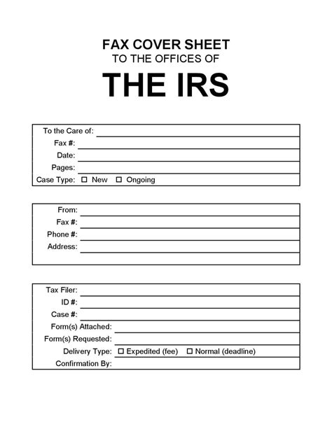 Free Irs Fax Cover Sheet Pdf Letter Template