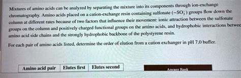 Solved Mixtures Of Amino Acids Can Be Analyzed By Separating The