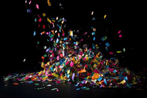 Burst Of Colorful Confetti Against A Black Backdrop Stock Illustration