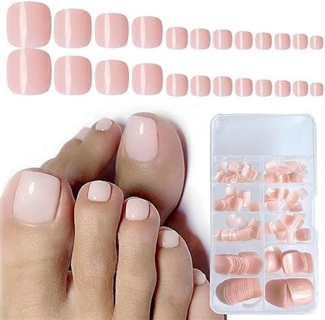 Amazon Hot Pink Square Press On Toenails Short Sxvme Glossy Fake