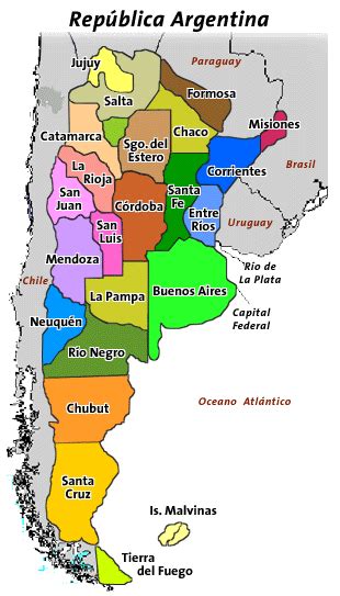 Mapa De Argentina Con Sus Provincias Y Capitales Paises Limitrofes Y