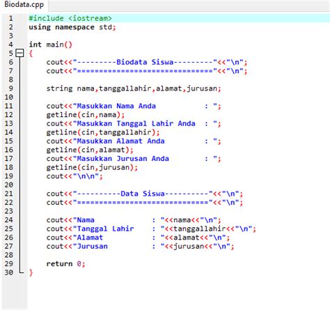 Program C Membuat Biodata Siswa Dhuo Creative