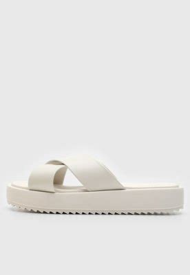 Rasteira Flatform Moleca Lisa Off White Compre Agora Dafiti Brasil