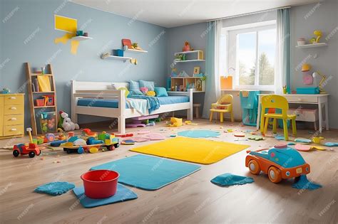 Premium Photo Messy Children Room With Furniture And Interior Objects
