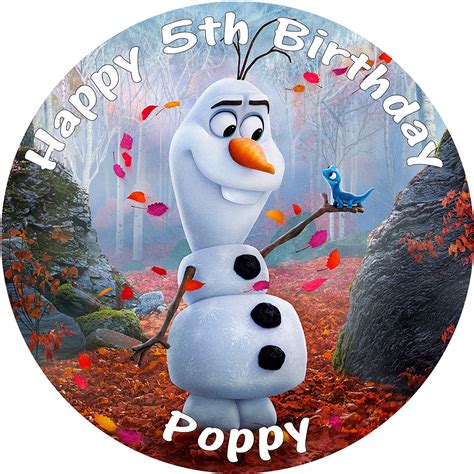 Olaf Frozen 2 Personalised Edible Round Birthday Cake Topper