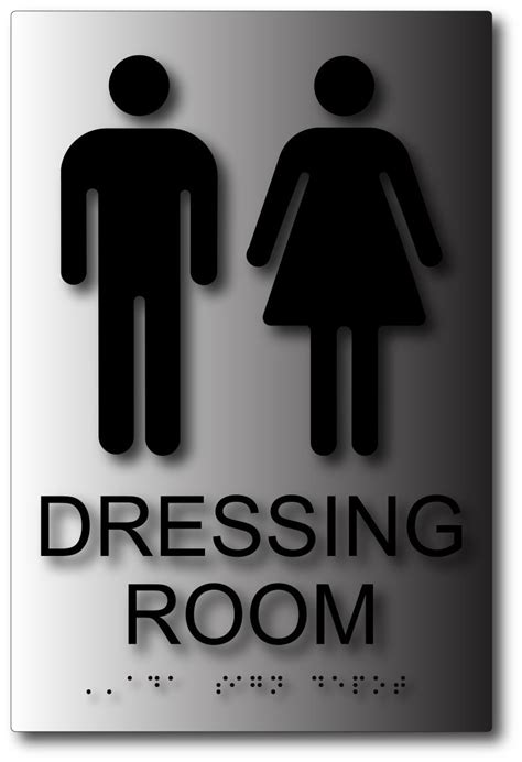 Unisex Dressing Room Ada Sign With Gender Symbols And Braille Ada