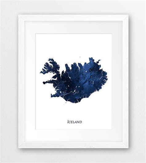 Iceland Map Print Iceland Watercolor Map Art Iceland Map Etsy