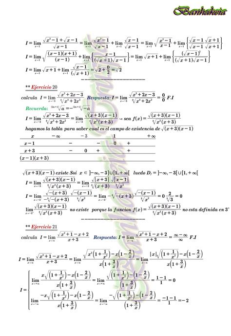 Limites Continuidad Derivabilidad Con De 50 Ejercicios Resueltos