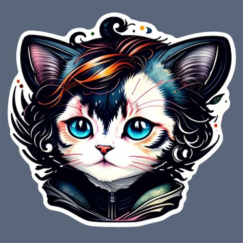 Premium PSD Baby Kitten Sticker Art Chibi Kawaii Style