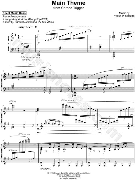 Sheet Music Boss Chrono Trigger Main Theme Sheet Music Piano Solo In G Major Download