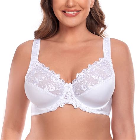 Women S Sexy Lace Embroidered Bras Full Coverage Unlined Underwire Plus Size Bra 42b