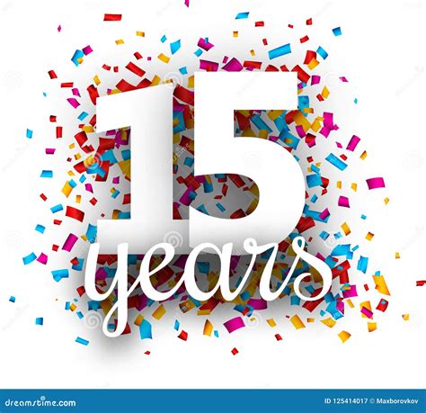 Fifteen Years Anniversary with Colorful Confetti. Stock Vector ...