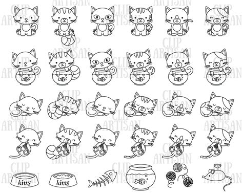 Cat Clipart Kitten Digital Stamps Pets Clipart Etsy