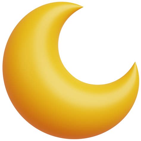 D Golden Crescent Moon Minimal Element Style Png