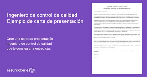 Ingeniero De Control De Calidad Ejemplos De Cartas De Presentaci N