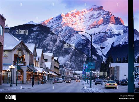 Banff Avenue In The Morning Light With Cascade Mountain In The