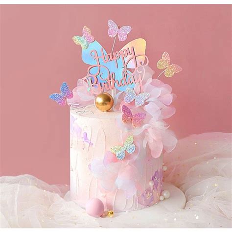 Jual Topper Butterfly Glitter Cake Topper Hiasan Kue Kupu Kupu